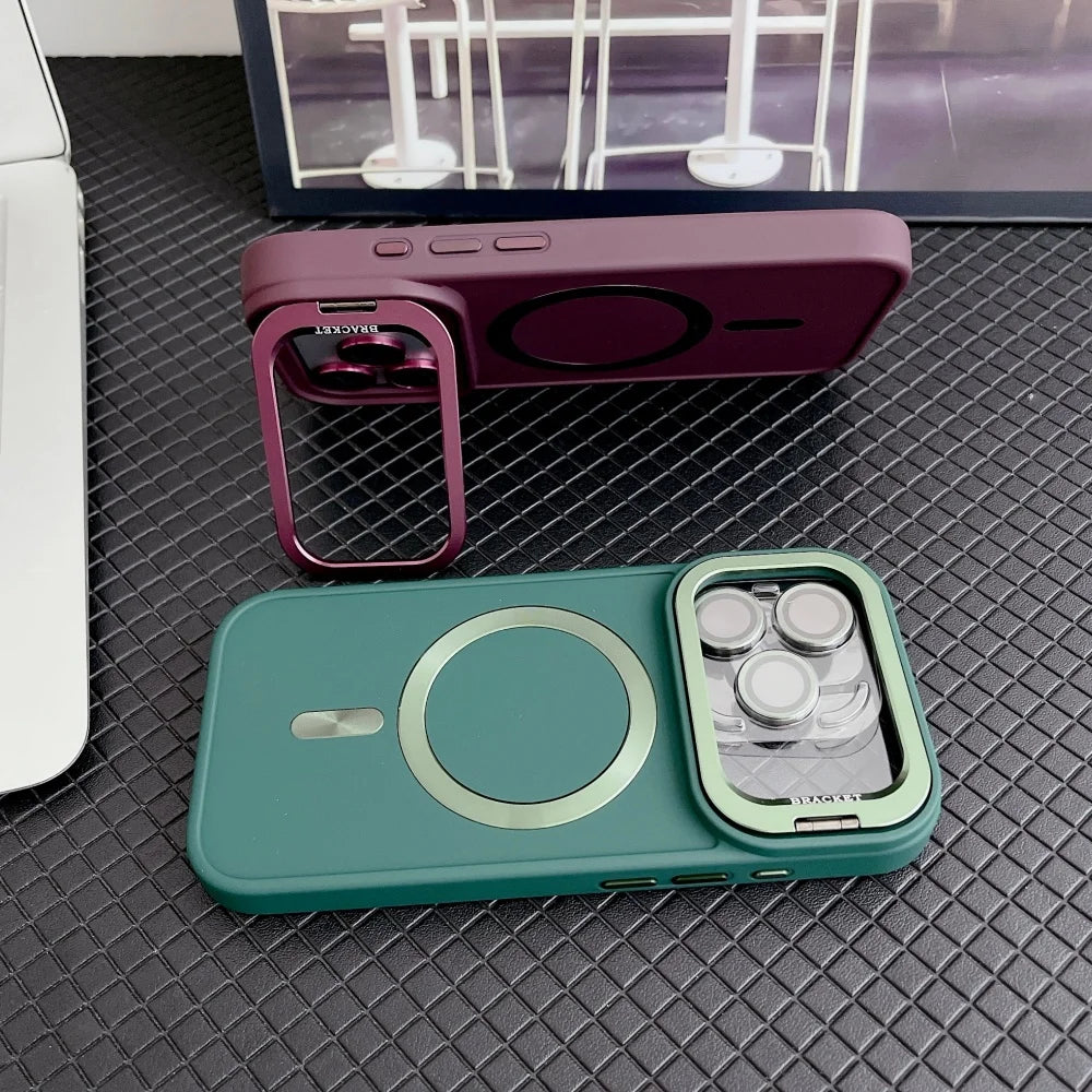 Camera protective matte magnetic fold lens stand soft case - product image