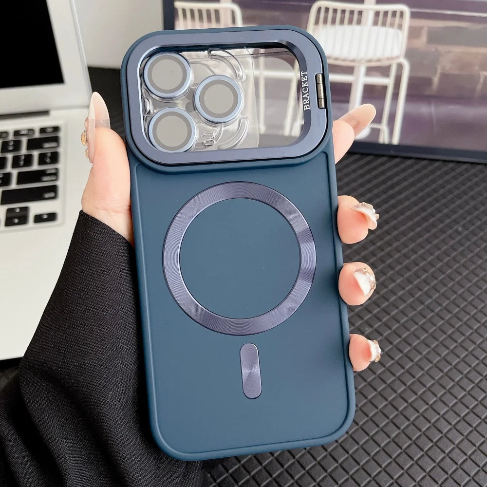 Camera protective matte magnetic fold lens stand soft case - product image