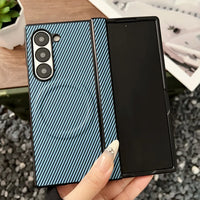 Carbon Fiber Magnetic Hinge Wireless Charging Bumper Case Samsung Fold