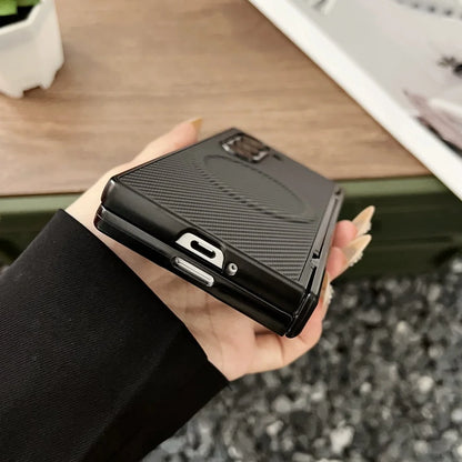 Carbon fiber magnetic hinge wireless charging bumper case samsung fold - product image