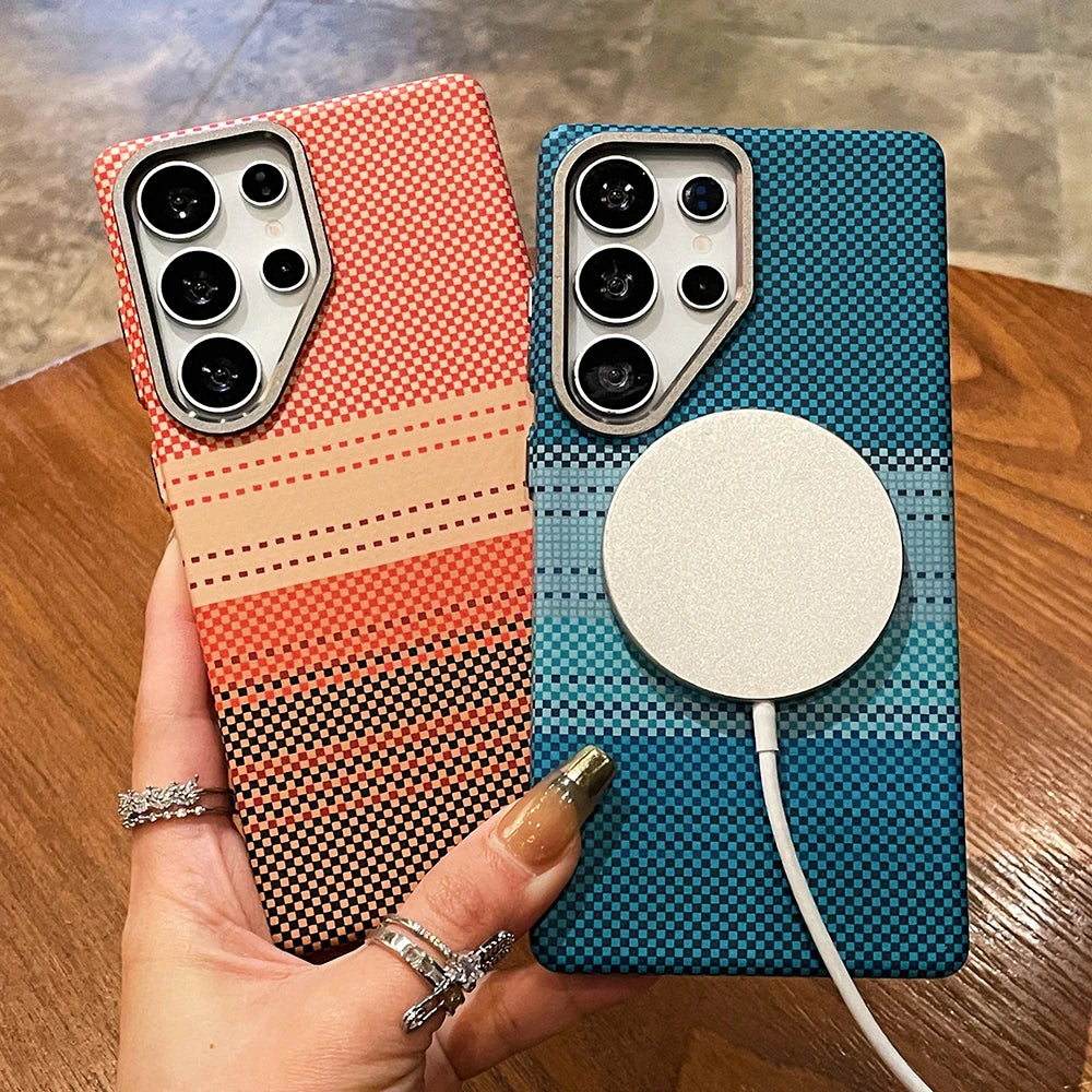 Carbon fiber magnetic lens protection case s25 ultra - product image