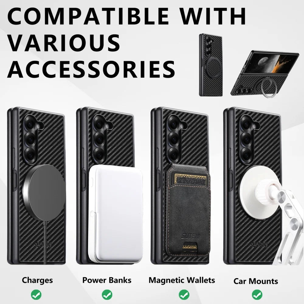 Carbon fiber magnetic ring bracket holder case - product image