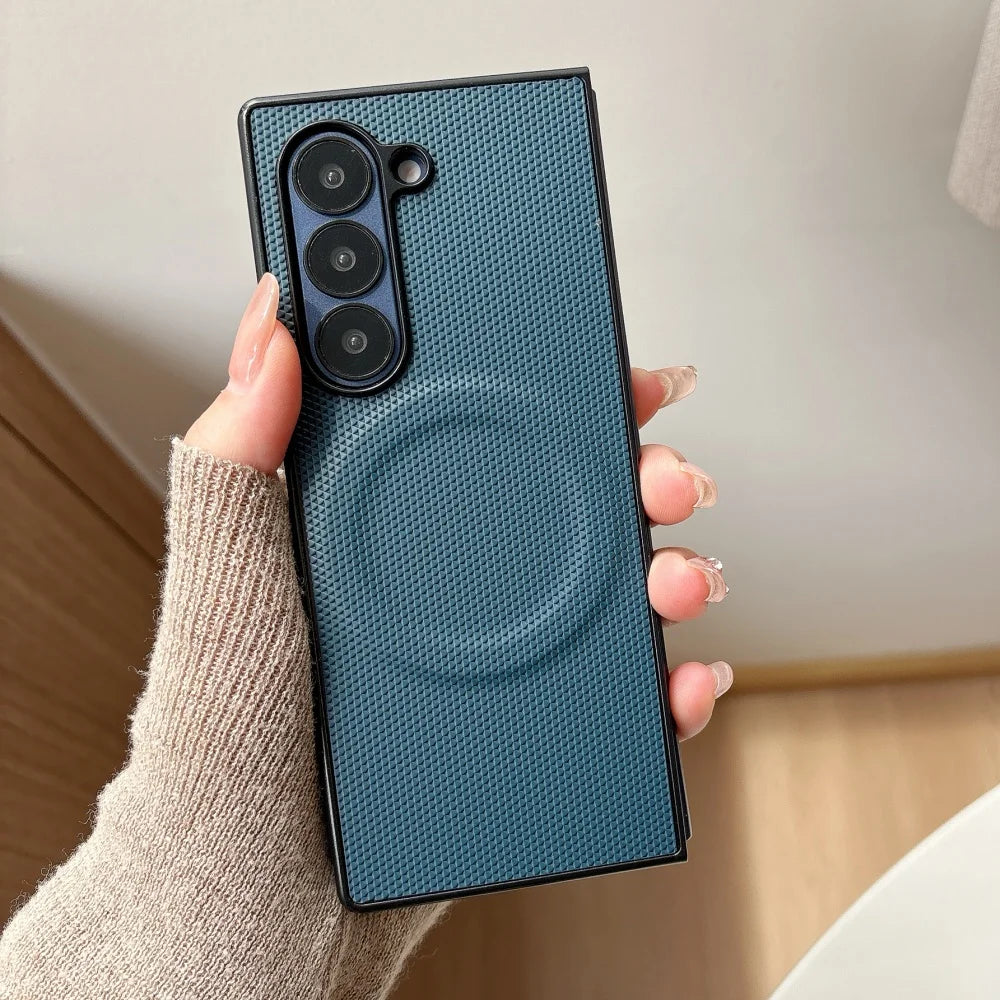 Carbon fiber magnetic wireless charging shockproof case samsung z fold - product image