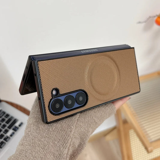 Carbon fiber magnetic wireless charging shockproof case samsung z fold - product image