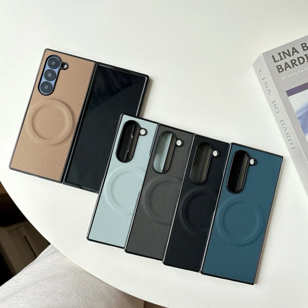 Carbon fiber magnetic wireless charging shockproof case samsung z fold - product image