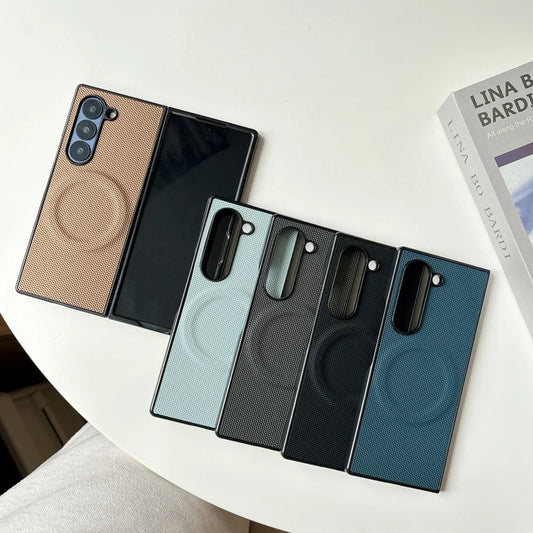 Carbon fiber magnetic wireless charging shockproof case samsung z fold - product image