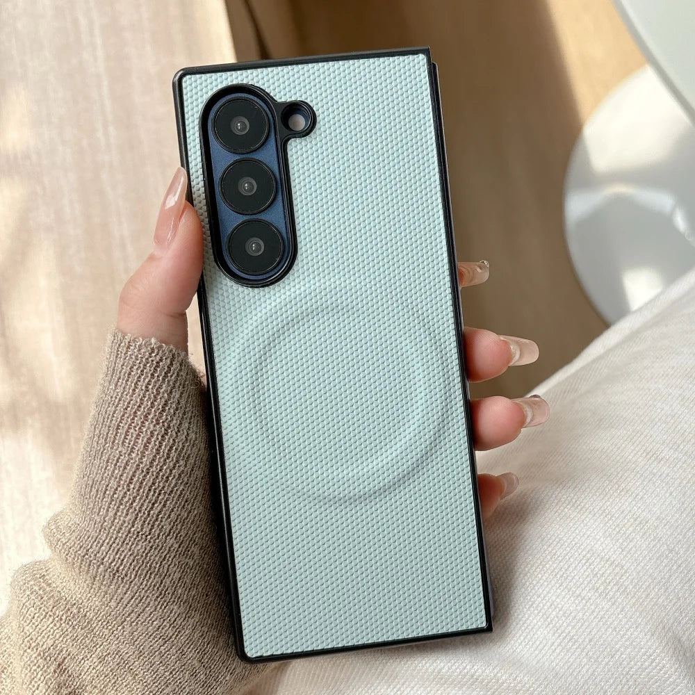 Carbon fiber magnetic wireless charging shockproof case samsung z fold - product image