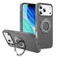 Carbon Fiber Pattern Magnetic Ring Stand Shockproof Case