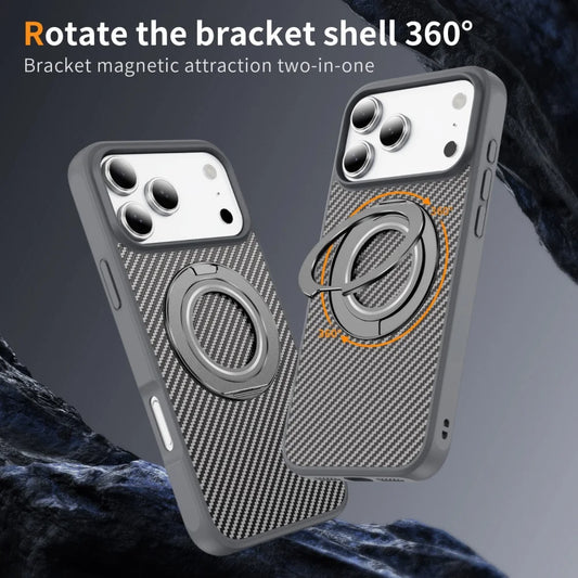 Carbon fiber pattern magnetic ring stand shockproof case - product image