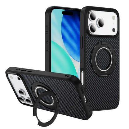 Carbon fiber pattern magnetic ring stand shockproof case - product image