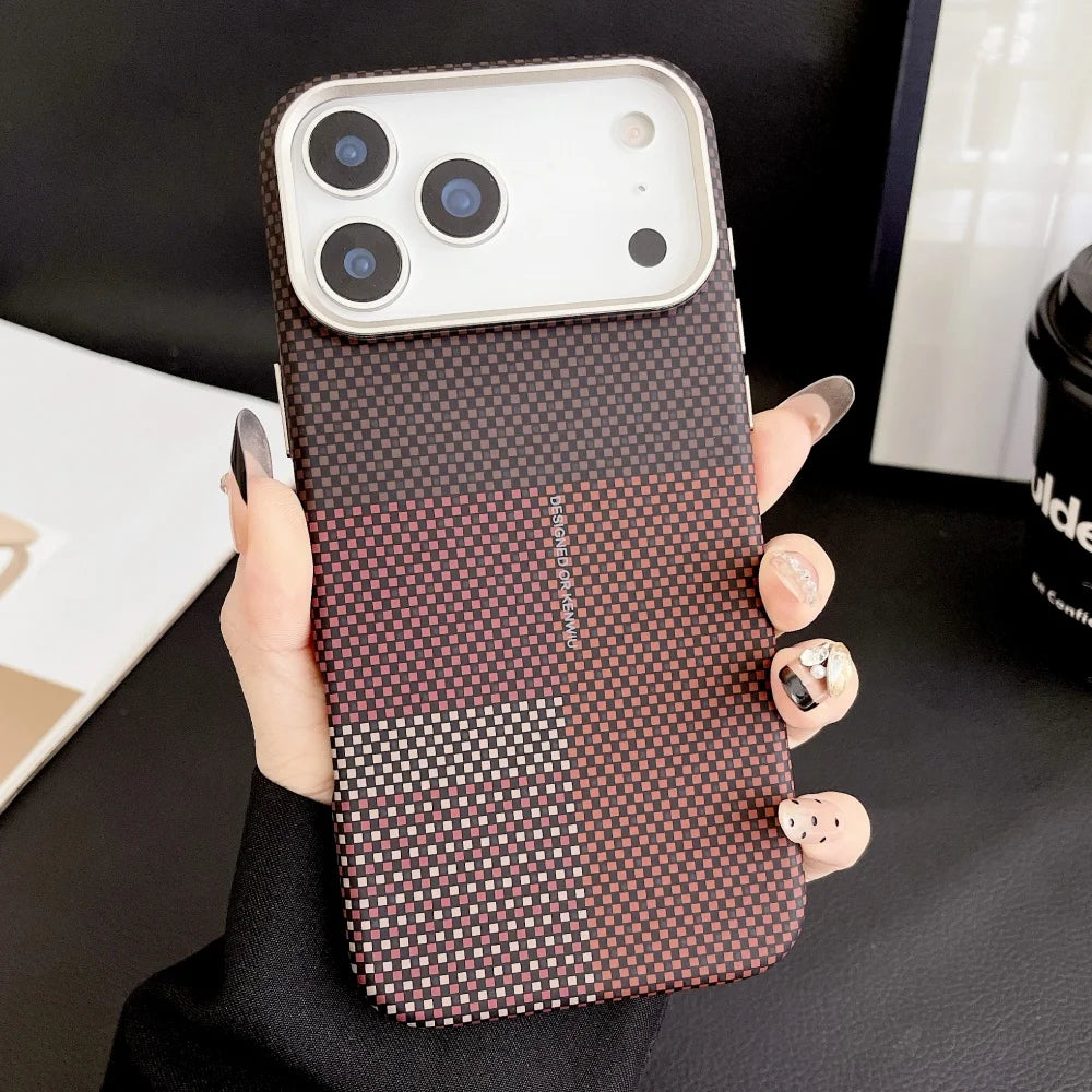 Carbon fiber texture magnetic wireless charging hard pc case - product image