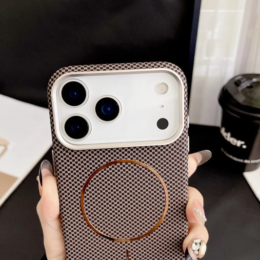 Carbon fiber texture magnetic wireless charging hard pc case - product image