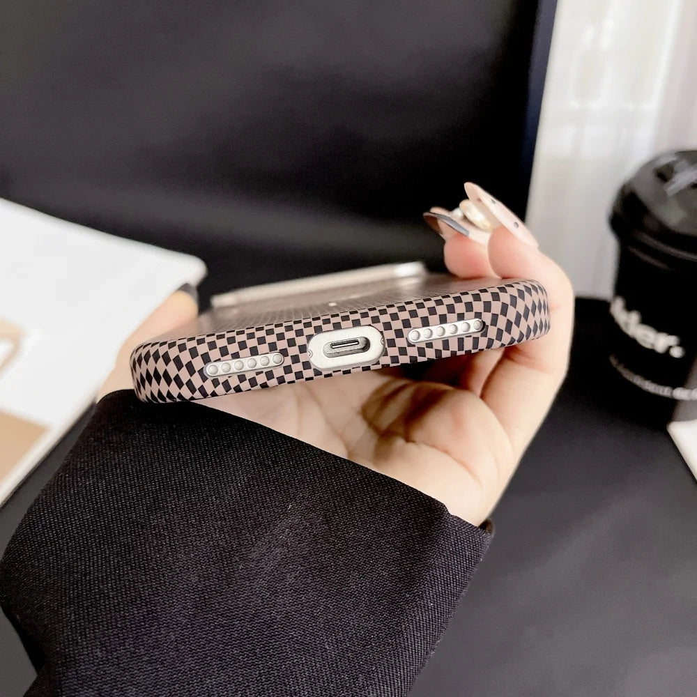 Carbon fiber texture magnetic wireless charging hard pc case - product image