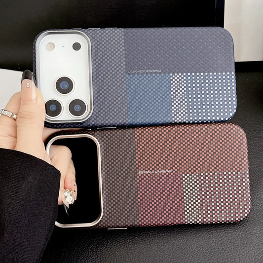 Carbon fiber texture magnetic wireless charging hard pc case - product image