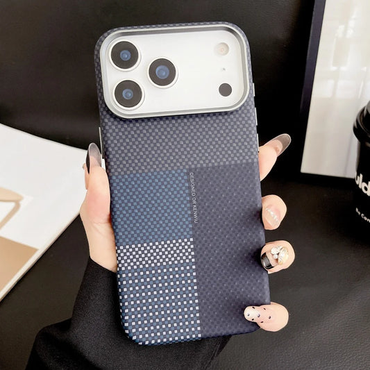 Carbon fiber texture magnetic wireless charging hard pc case - product image