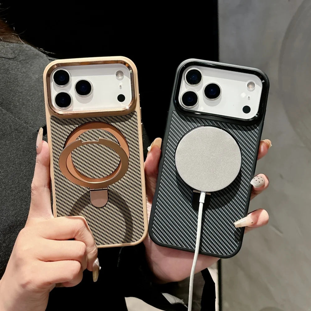 Carbon fibre texture magnetic stand case - product image