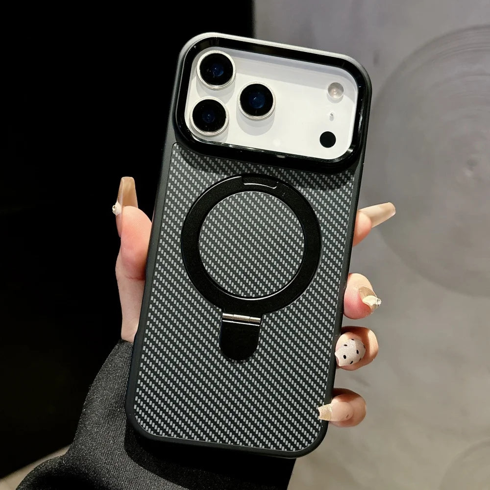 Carbon fibre texture magnetic stand case - product image