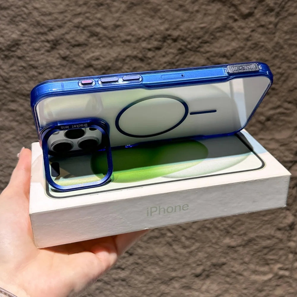 Clear magnetic armor fold lens stand holder case - product image