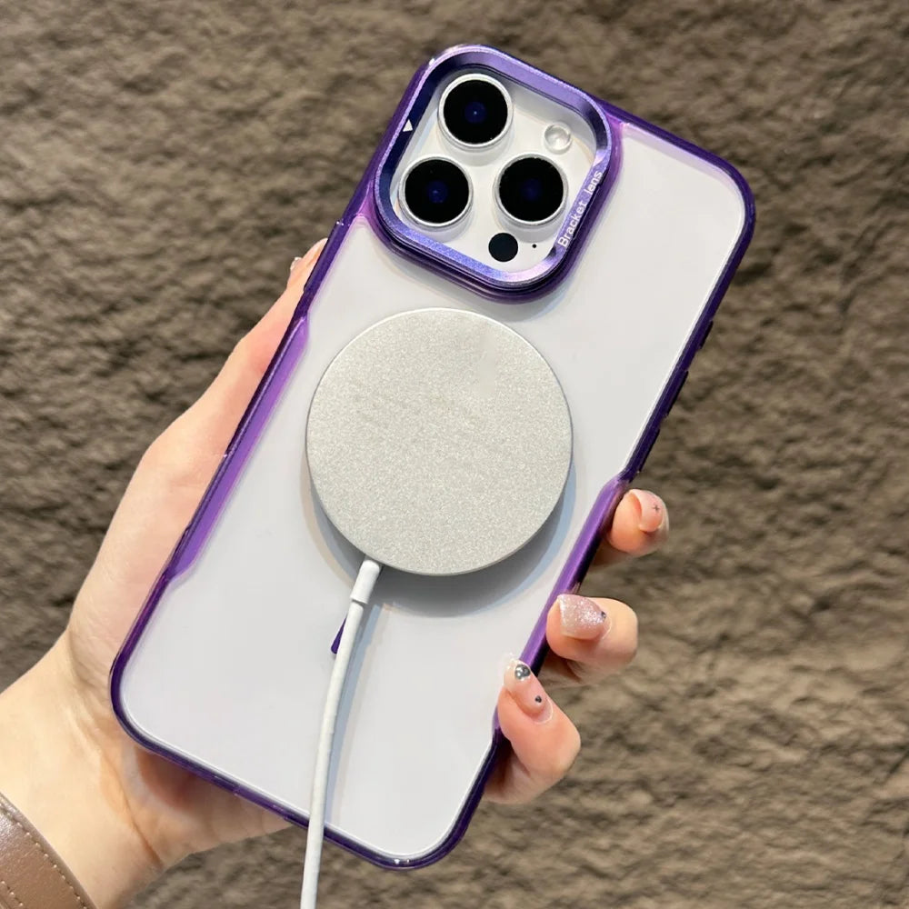 Clear magnetic armor fold lens stand holder case - product image