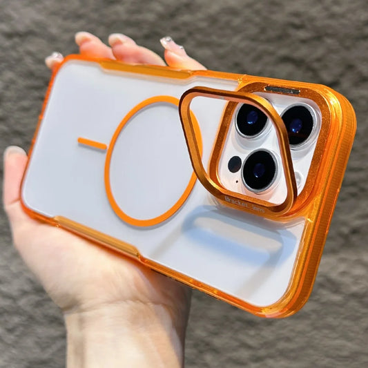 Clear magnetic armor fold lens stand holder case - product image