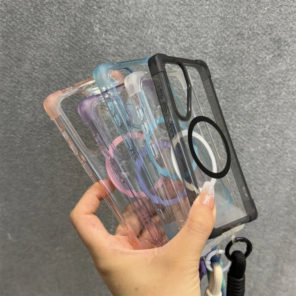 Clear magnetic wrist strap shockproof phone case samsung - product image