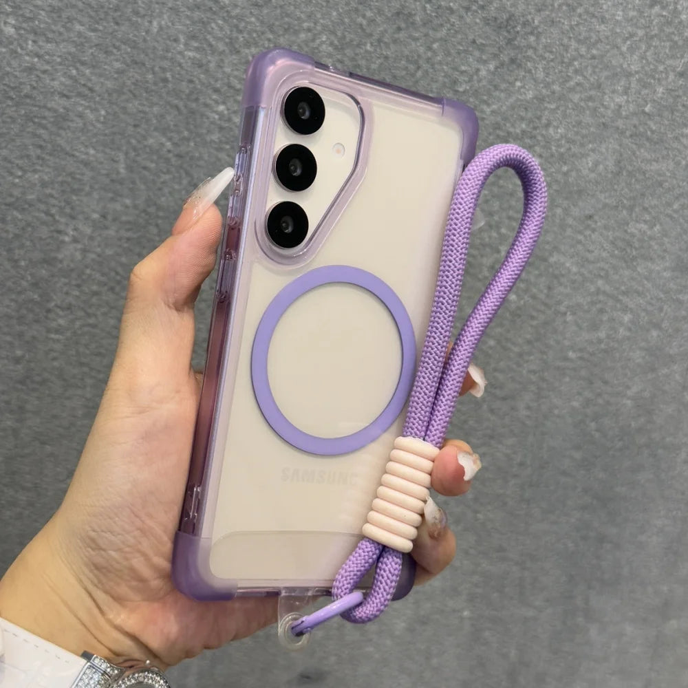 Clear magnetic wrist strap shockproof phone case samsung - product image