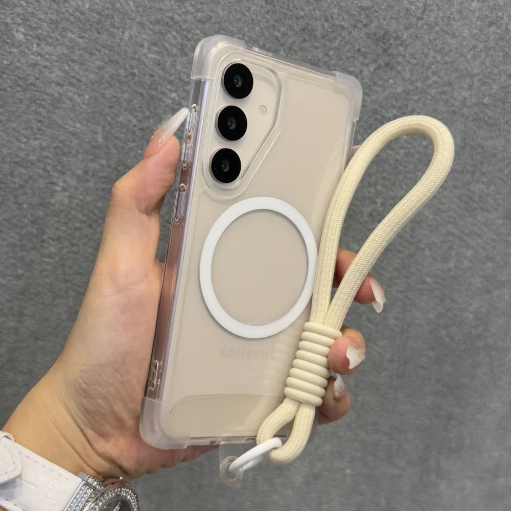 Clear magnetic wrist strap shockproof phone case samsung - product image