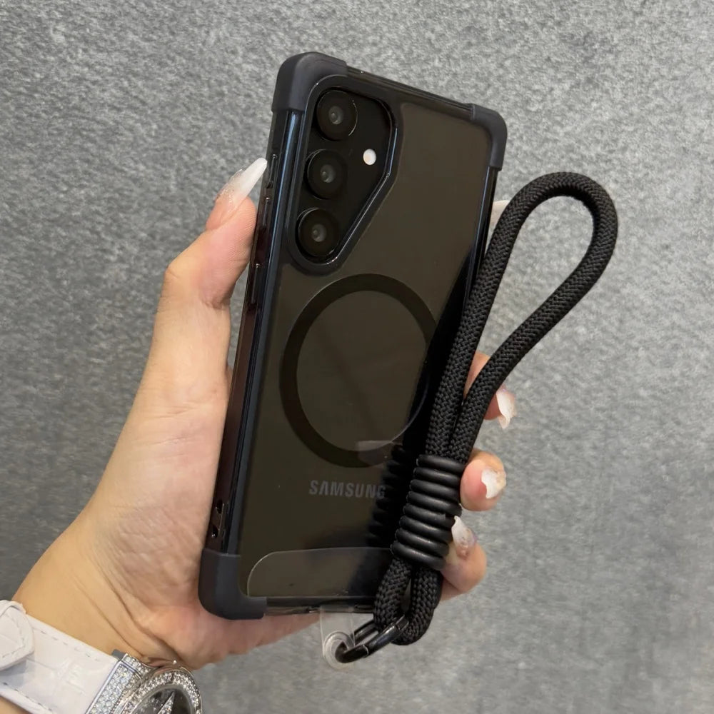 Clear magnetic wrist strap shockproof phone case samsung - product image