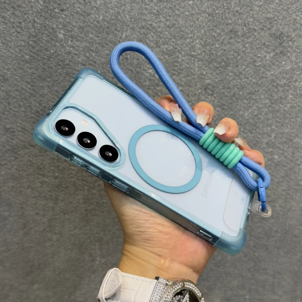 Clear magnetic wrist strap shockproof phone case samsung - product image