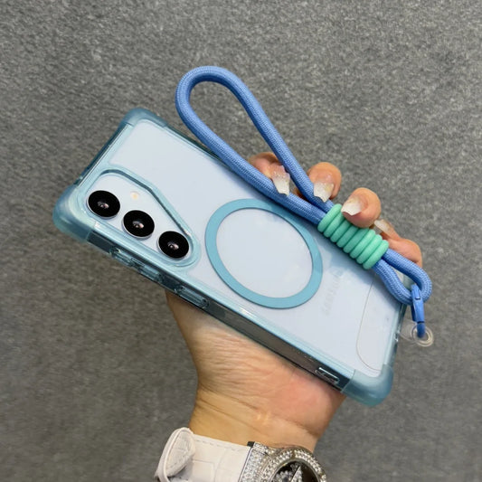 Clear magnetic wrist strap shockproof phone case samsung - product image