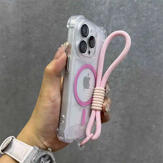 Clear magnetic wrist strap wireless charge shockproof case - product image