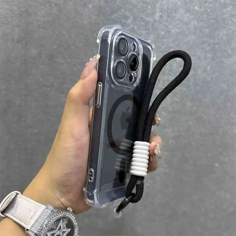 Clear magnetic wrist strap wireless charge shockproof case - product image