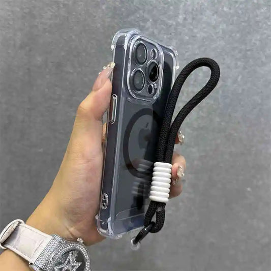 Clear magnetic wrist strap wireless charge shockproof case - product image