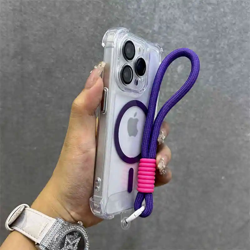 Clear magnetic wrist strap wireless charge shockproof case - product image