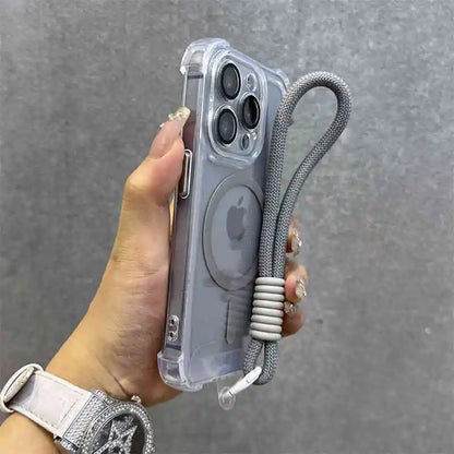 Clear magnetic wrist strap wireless charge shockproof case - product image