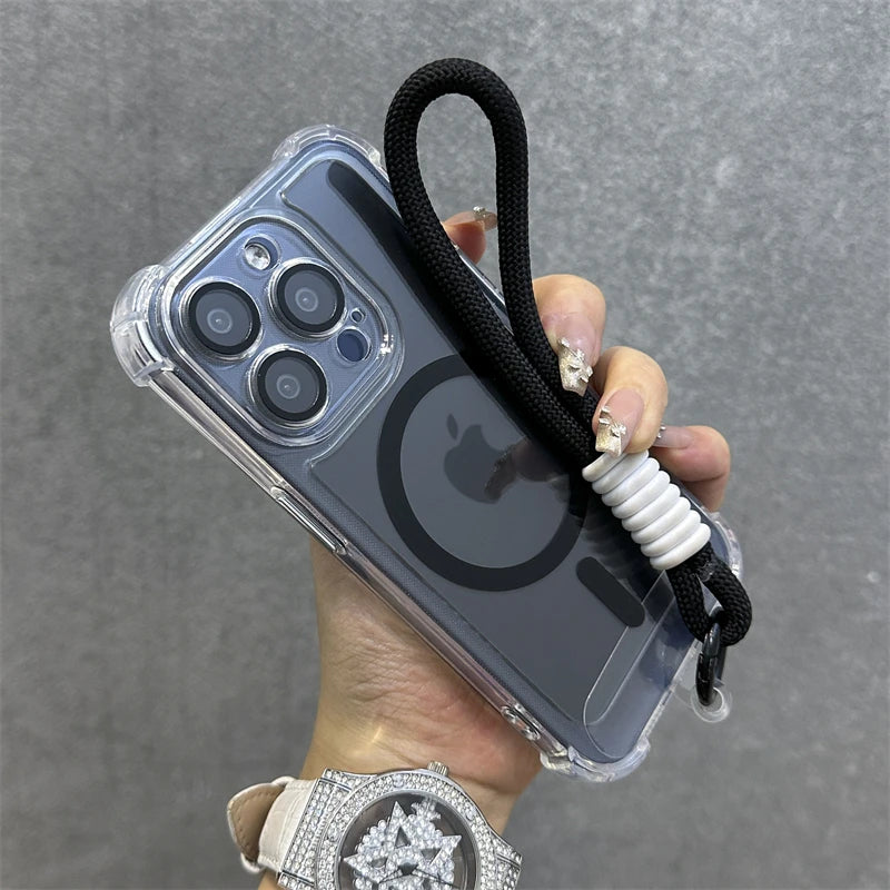 Clear magnetic wrist strap wireless charge shockproof case - product image