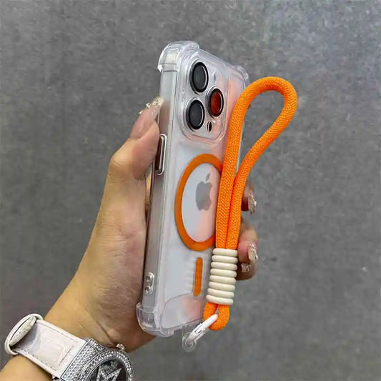 Clear magnetic wrist strap wireless charge shockproof case - product image