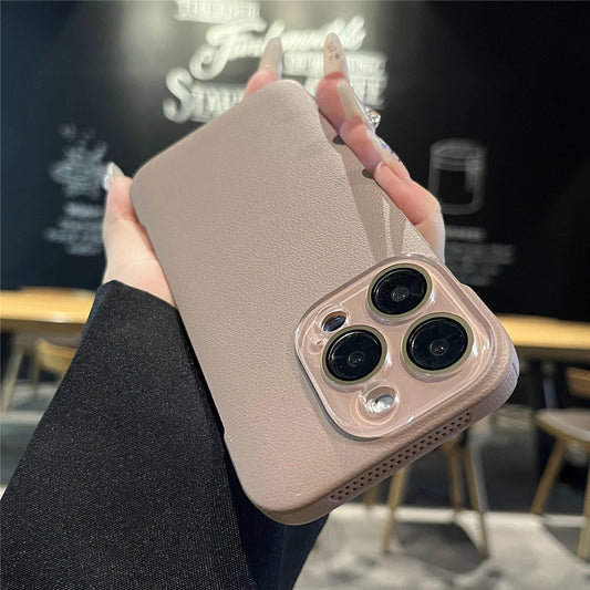 Cooling leather textured camera protection phone case - product image