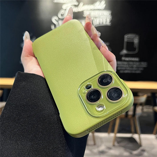 Cooling leather textured camera protection phone case - product image