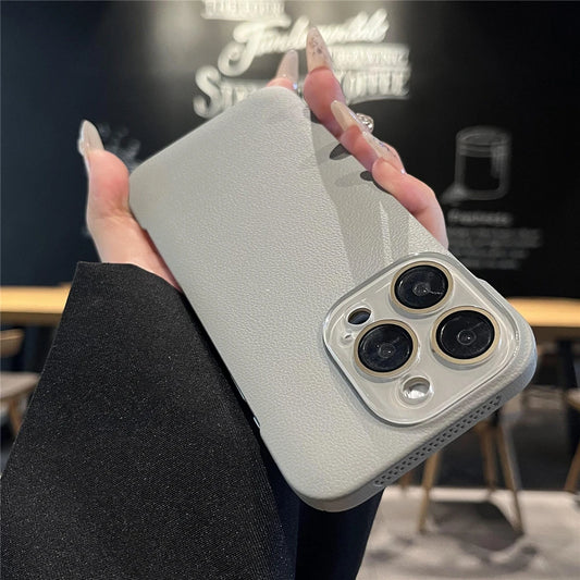 Cooling leather textured camera protection phone case - product image