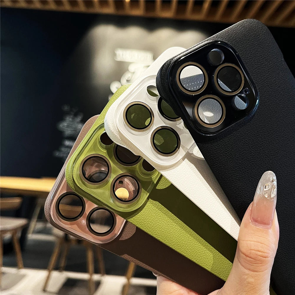 Cooling leather textured camera protection phone case - product image