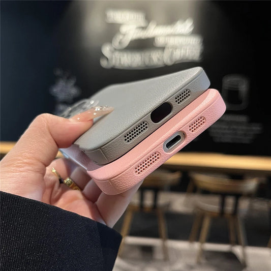 Cooling leather textured camera protection phone case - product image