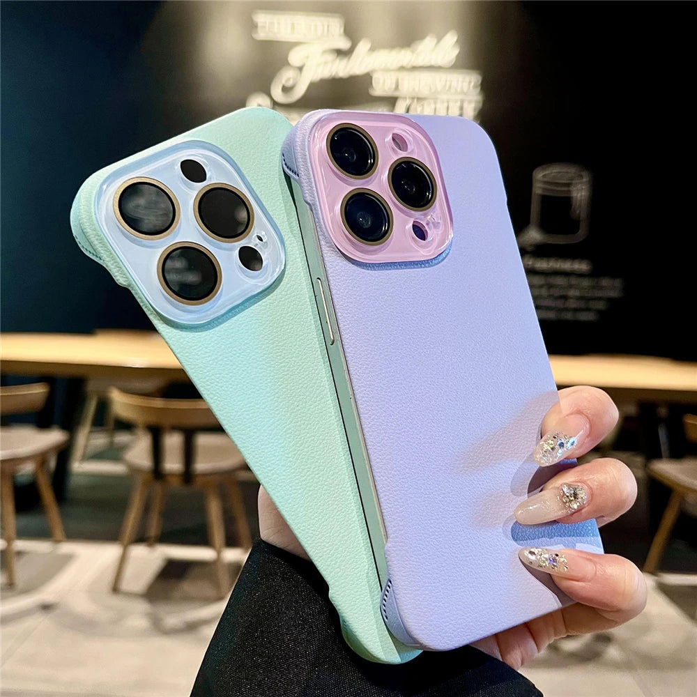 Cooling leather textured camera protection phone case - product image