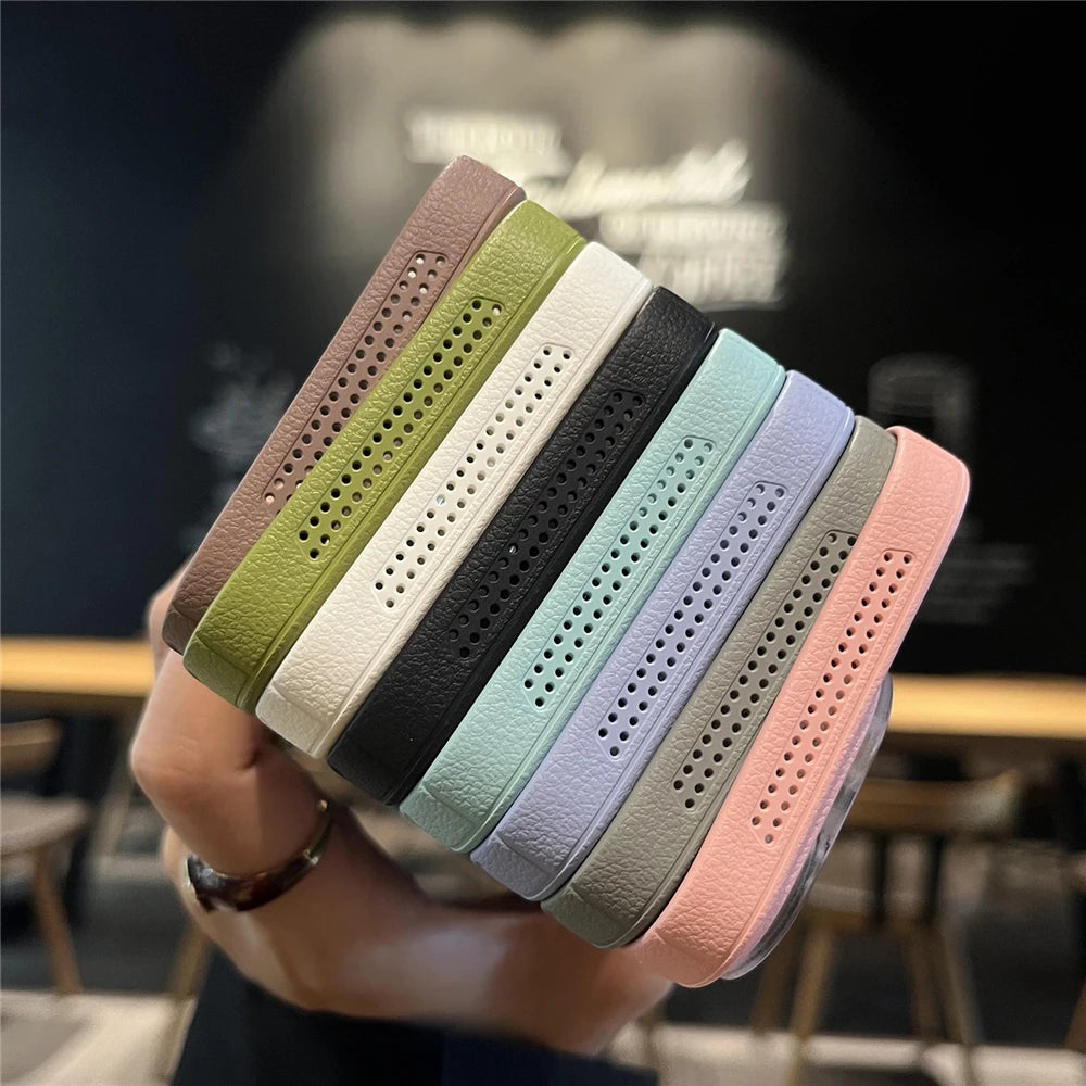 Cooling leather textured camera protection phone case - product image