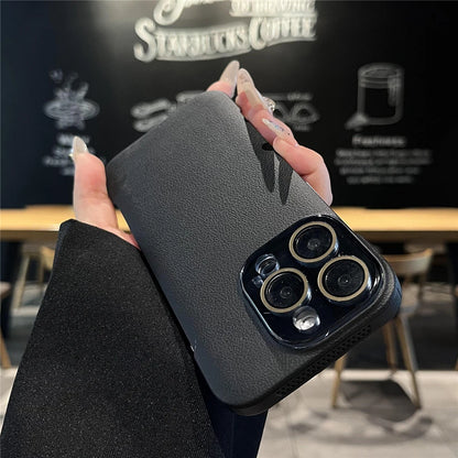 Cooling leather textured camera protection phone case - product image