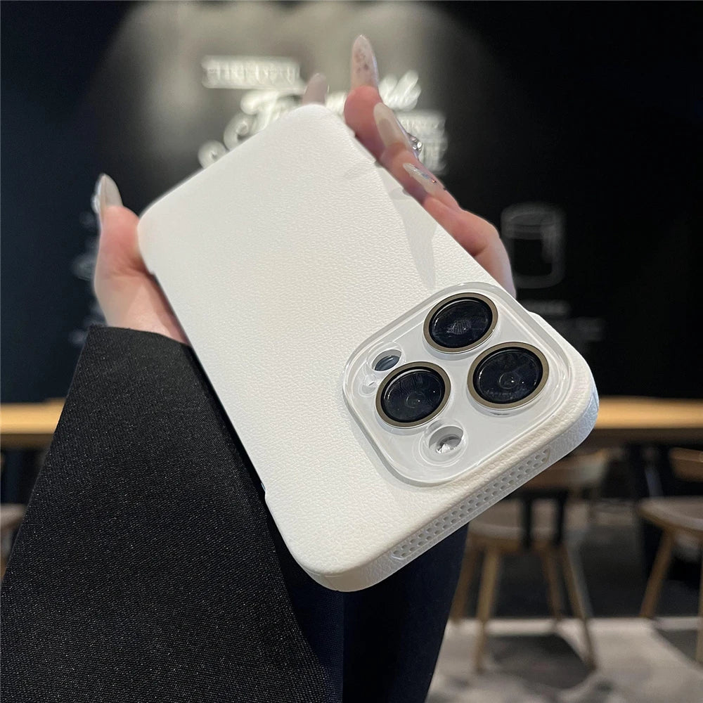 Cooling leather textured camera protection phone case - product image