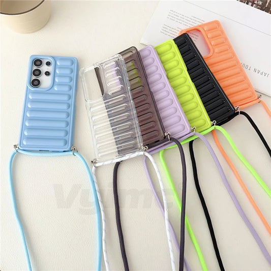 Crossbody lanyard air cushion shockproof soft silicone case samsung - product image