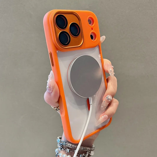 Crystal acrylic magnetic wireless charging shockproof phone case iphone - product image