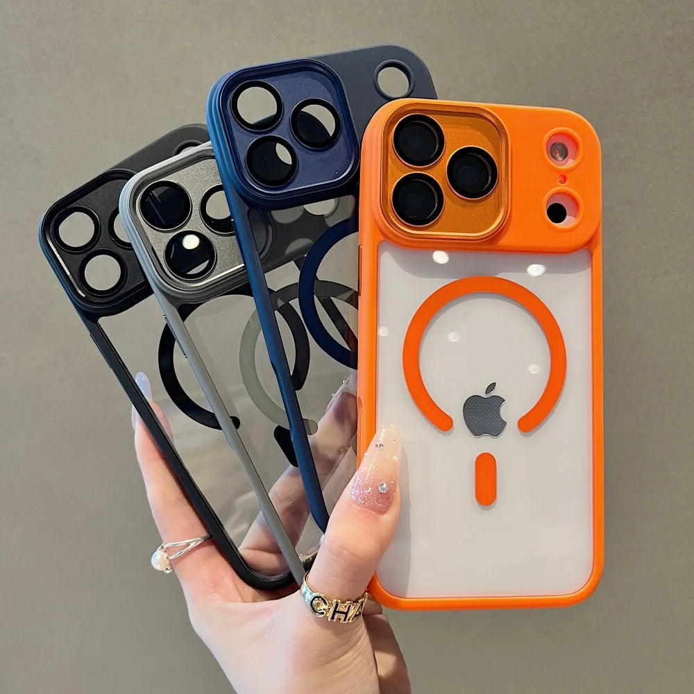 Crystal acrylic magnetic wireless charging shockproof phone case iphone - product image