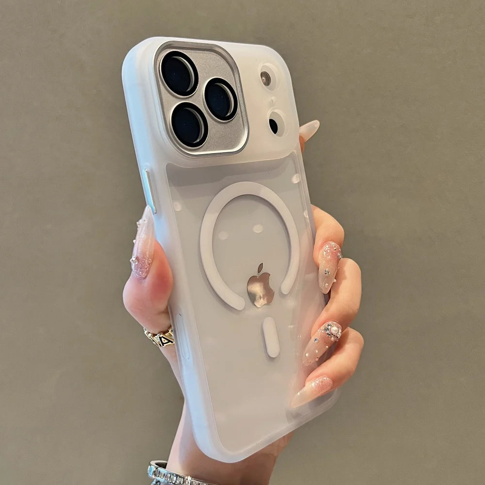 Crystal acrylic magnetic wireless charging shockproof phone case iphone - product image